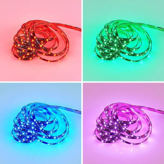 Striscia led 15w 3000k rgb con telecomando ip44 5m tagliabile nera