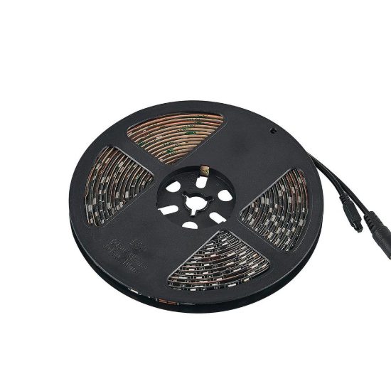 Striscia led 15w 3000k rgb con telecomando ip44 5m tagliabile nera