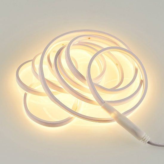 Striscia led effetto neon 14w 3000k rgb con telecomando 3m tagliabile bianca