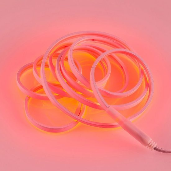 Striscia led effetto neon 14w 3000k rgb con telecomando 3m tagliabile bianca