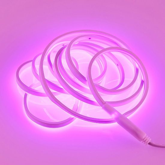 Striscia led effetto neon 14w 3000k rgb con telecomando 3m tagliabile bianca