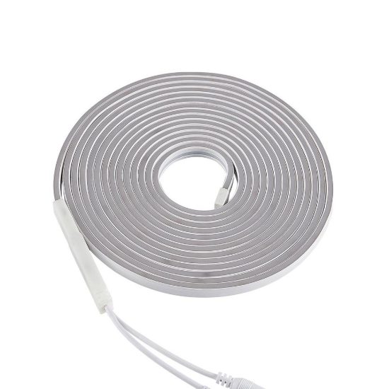 Striscia led effetto neon 20w 3000k rgb con telecomando 5m tagliabile bianca
