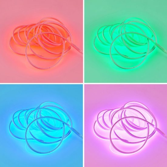 Striscia led effetto neon 20w 3000k rgb con telecomando 5m tagliabile bianca