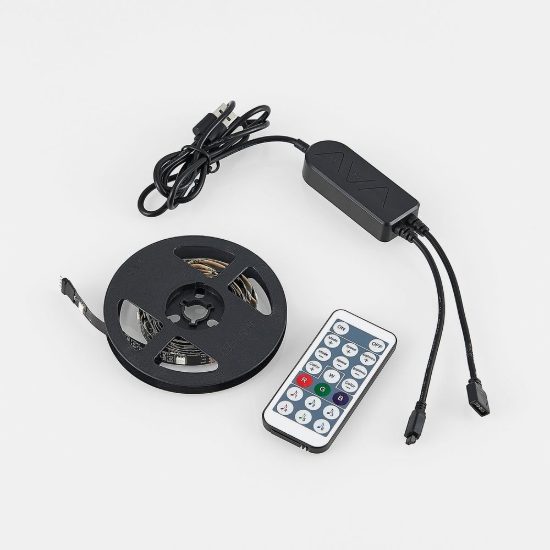 Striscia led usb 2,5w rgb con telecomando controllo del suono 1,2m per tv monitor nera