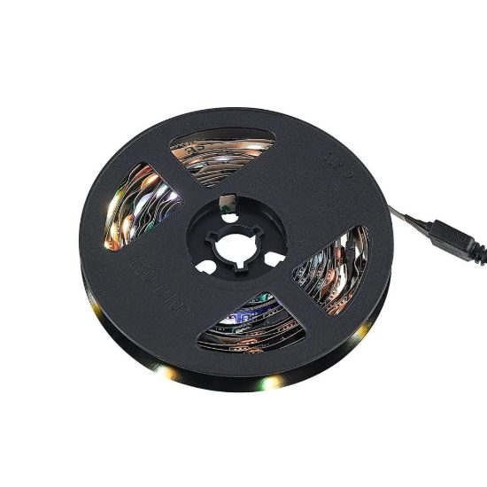 Striscia led usb 6,5w rgb con telecomando controllo del suono 3m per tv monitor nera