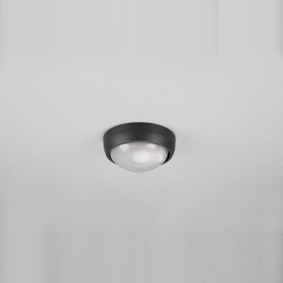 Applique piccola da esterno ip44 moderna rotonda nera con vetro satinato