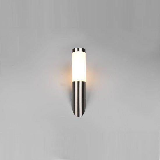 Applique da esterno ip44 moderna cilindrica nichel opaco con diffusore opale
