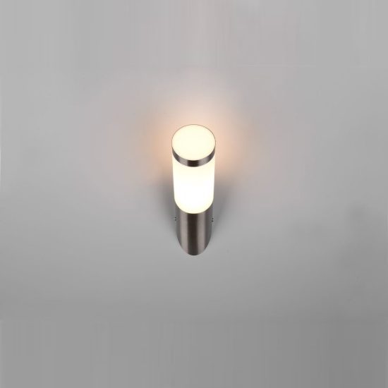 Applique da esterno ip44 moderna cilindrica nichel opaco con diffusore opale