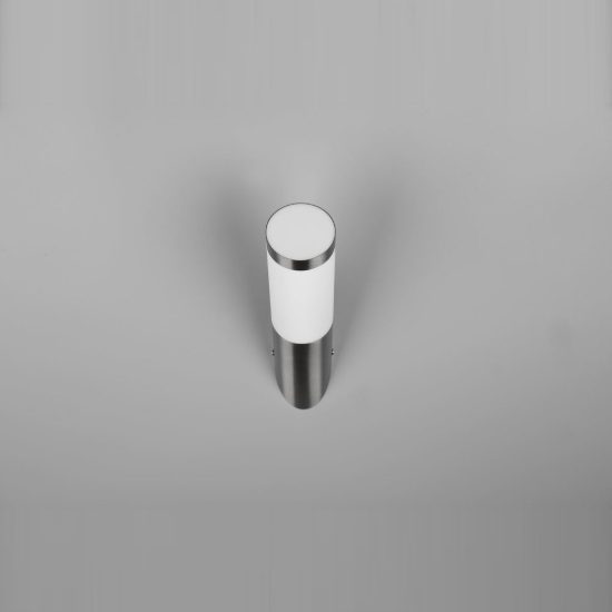 Applique da esterno ip44 moderna cilindrica nichel opaco con diffusore opale