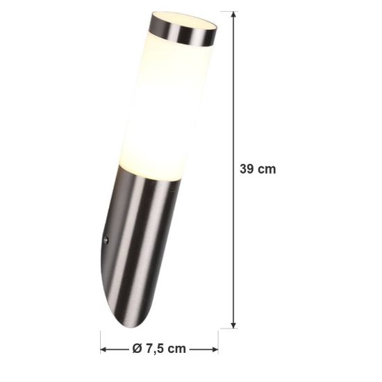 Applique da esterno ip44 moderna cilindrica nichel opaco con diffusore opale