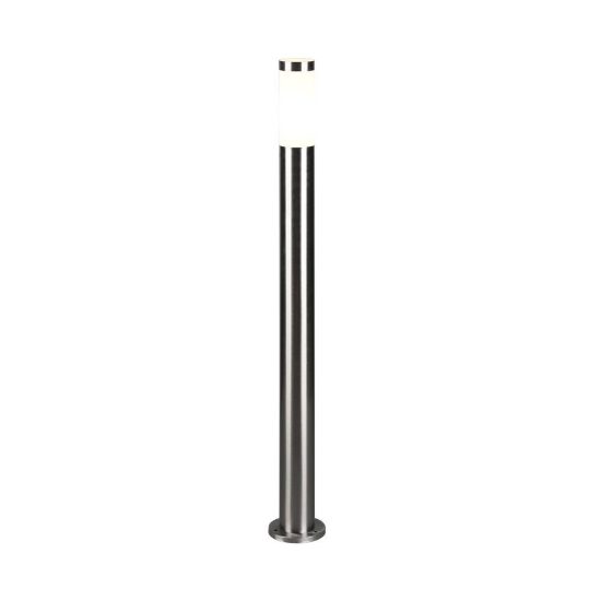 Lampione da giardino paletto ip44 moderno cilindrico nichel opaco con diffusore opale
