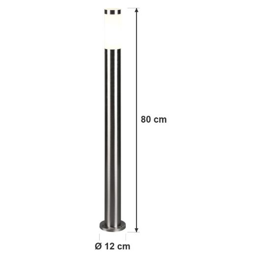 Lampione da giardino paletto ip44 moderno cilindrico nichel opaco con diffusore opale