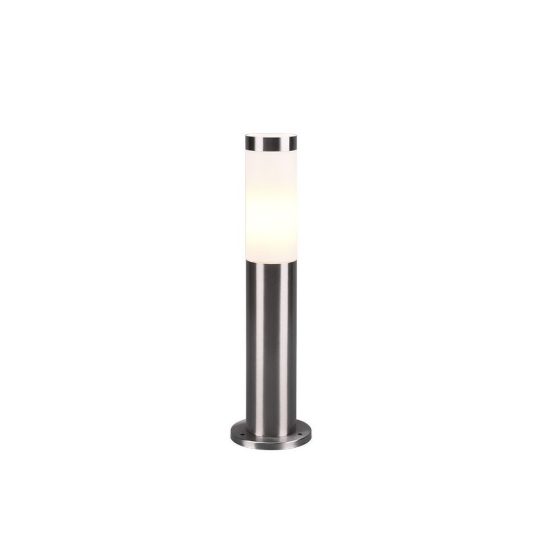 Lampioncino da giardino paletto ip44 moderno cilindrico nichel opaco con diffusore opale