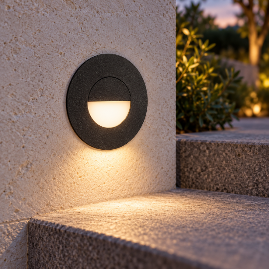 Segnapasso da esterno nero sabbiato led 3w 3000k ip65