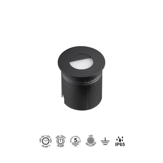 Segnapasso da esterno nero sabbiato led 3w 3000k ip65