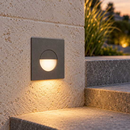 Segnapasso moderno da esterno ip65 led 3w 3000k antracite