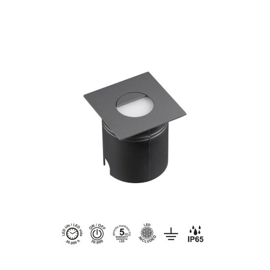 Segnapasso moderno da esterno ip65 led 3w 3000k antracite