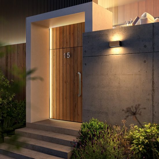 Applique per esterno ip54 25cm moderna effetto legno