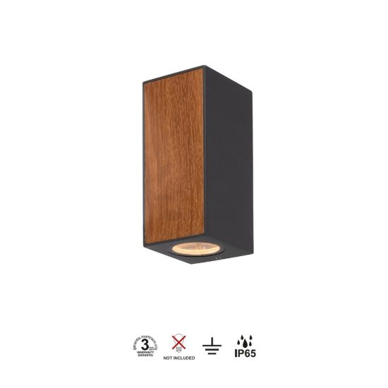 Applique lampada da parete per esterno ip65 7cm grigio scuro