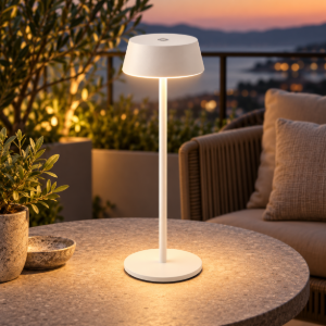 Lampada da tavolino ristorante esterno led 2w 3000k ip54 dimmerabile moderna bianca