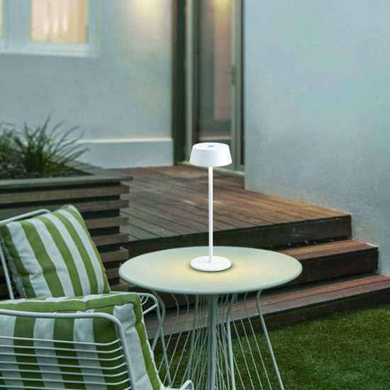 Lampada da tavolino ristorante esterno led 2w 3000k ip54 dimmerabile moderna bianca