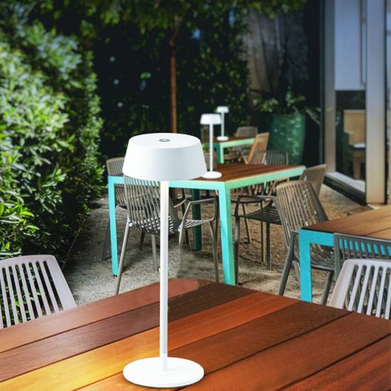Lampada da tavolino ristorante esterno led 2w 3000k ip54 dimmerabile moderna bianca