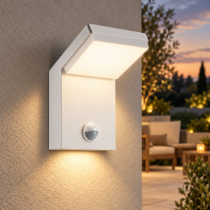 Applique da esterno led 7w 3000k ip65 10cm con sensore di movimento bianca