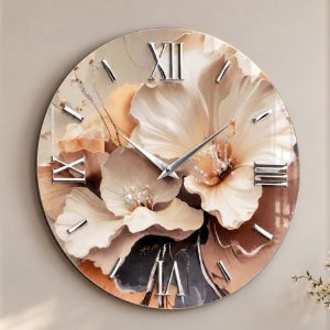 Grande orologio rotondo in resina design floreale moderno 100cm