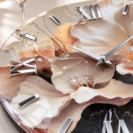 Grande orologio rotondo in resina design floreale moderno 100cm