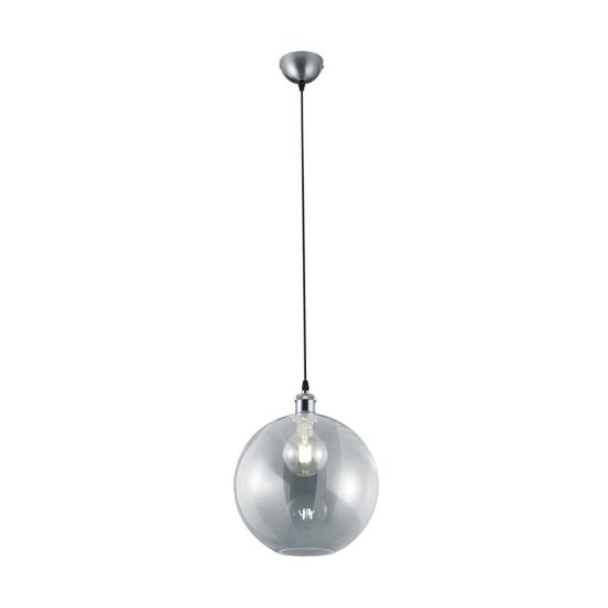 Lampadario a sospensione per camera da letto moderno nichel opaco con sfera in vetro trasparente
