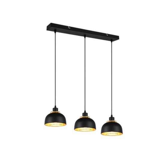 Lampadario a sospensione con 3 pendenti per cucina moderno nero oro