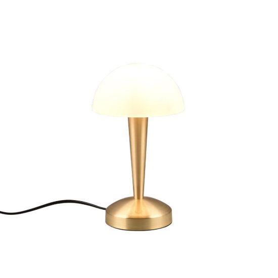 Abat-jour touch per comodino moderno ottone satinato con vetro bianco satinato