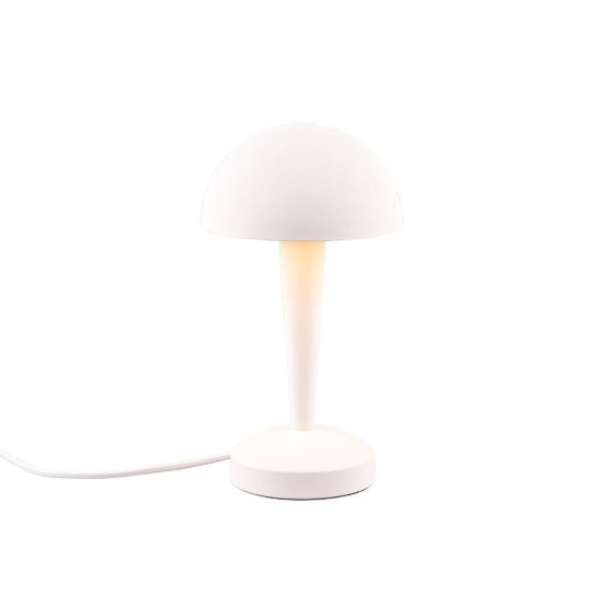 Abat-jour touch per comodino moderno bianco opaco con paralume in metallo
