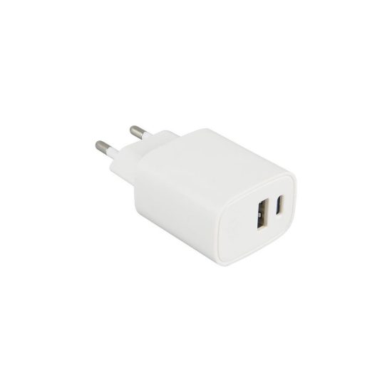 Adattatore di alimentazione usb con 1 porta usb 1 porta usb-c bianco
