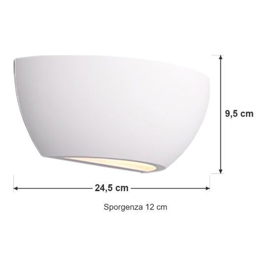 Applique bi-emissione per soggiorno moderna in gesso bianca verniciabile