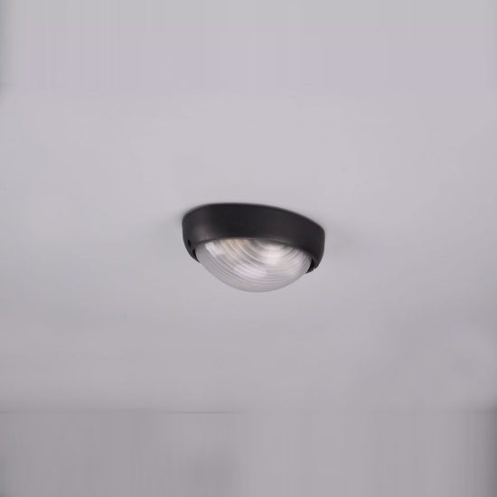 Applique piccola da esterno ip44 moderna ovale nera con vetro satinato