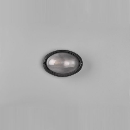 Applique piccola da esterno ip44 moderna ovale nera con vetro satinato