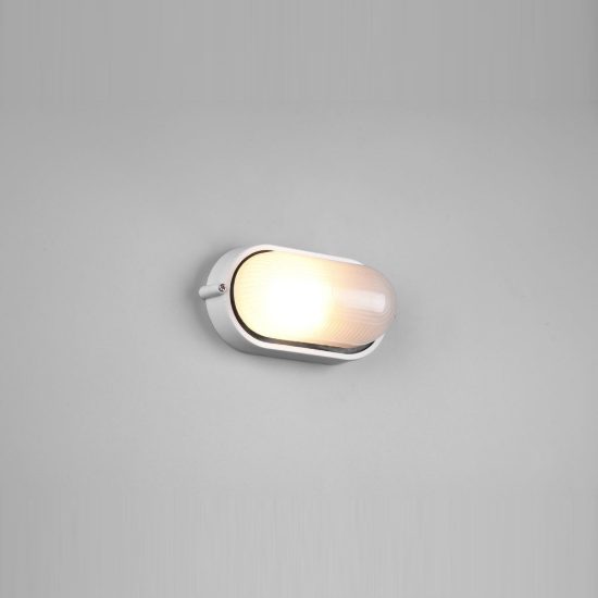 Applique piccola da esterno ip44 moderna ovale bianca con vetro satinato