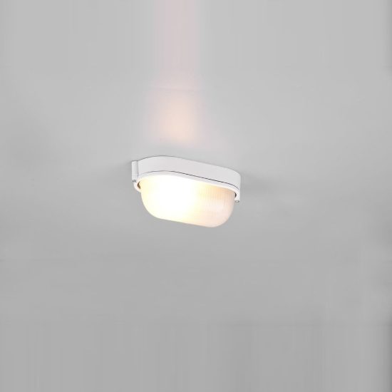 Applique piccola da esterno ip44 moderna ovale bianca con vetro satinato