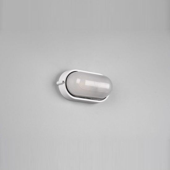 Applique piccola da esterno ip44 moderna ovale bianca con vetro satinato