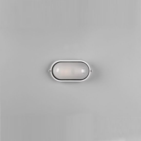 Applique piccola da esterno ip44 moderna ovale bianca con vetro satinato