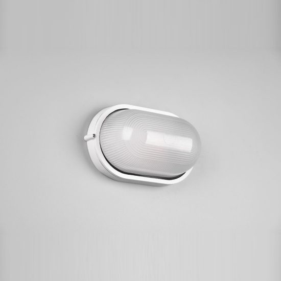 Applique grande da esterno ip44 moderna ovale bianca con vetro satinato