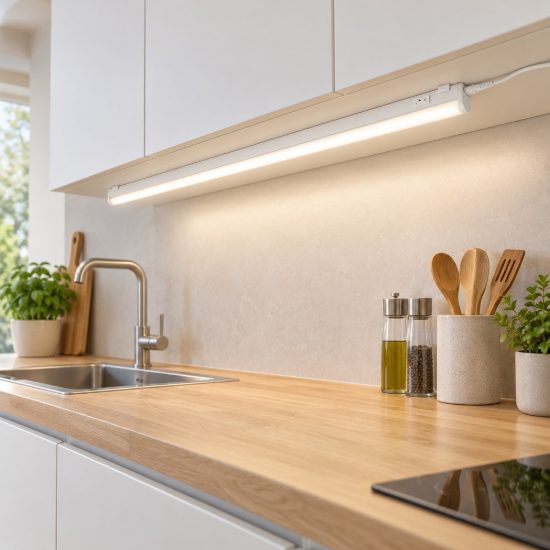 Lampada sottopensile led 6,5w 3000k per cucina moderna bianca con interruttore