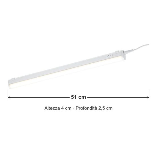 Lampada sottopensile led 6,5w 3000k per cucina moderna bianca con interruttore