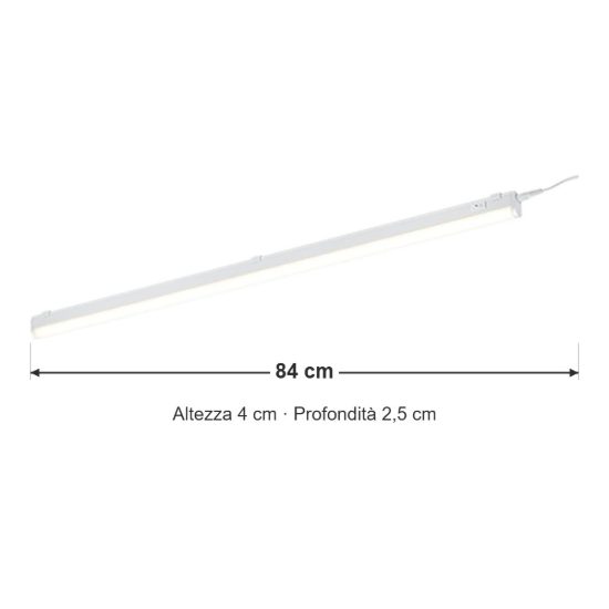 Lampada sottopensile led 12w 3000k per cucina moderna bianca con interruttore