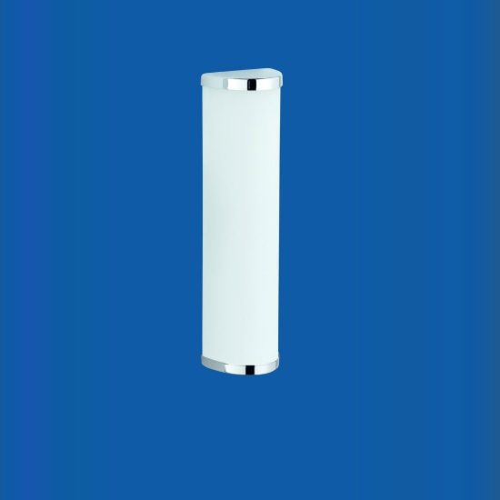 Applique per specchio da bagno 2 luci moderna lineare cromo con vetro satinato bianco