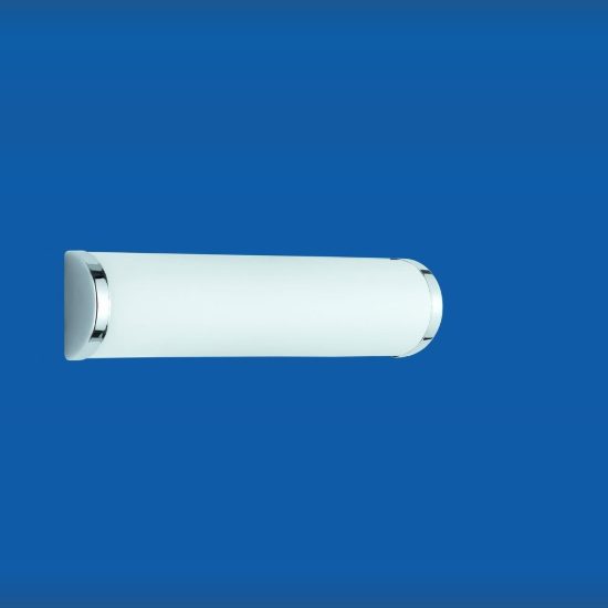 Applique per specchio da bagno 2 luci moderna lineare cromo con vetro satinato bianco