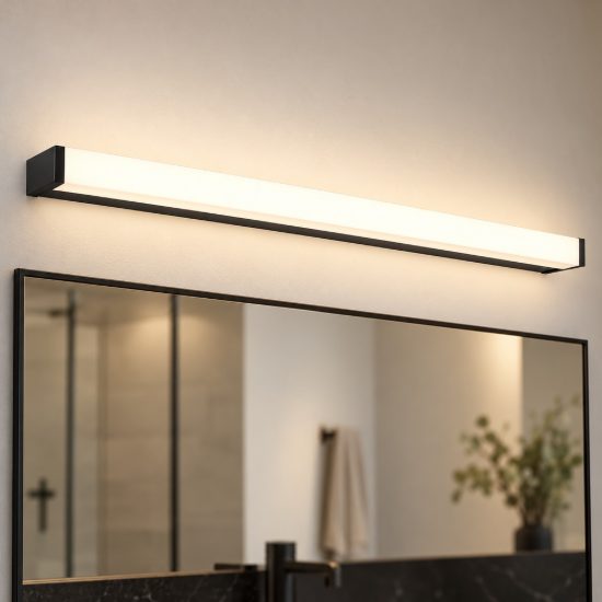 Applique per specchio da bagno led 12w 3000k ip44 moderna lineare nera