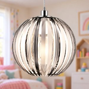 Lampadario a sospensione per cameretta moderno sferico in acrilico cromato