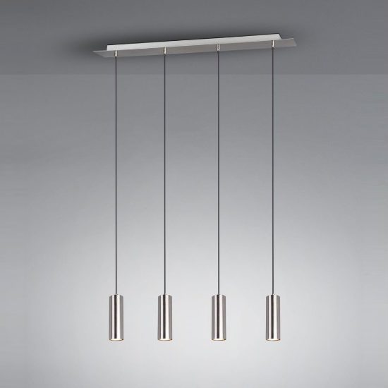 Lampadario a sospensione 4 luci per sala da pranzo moderno nichel opaco